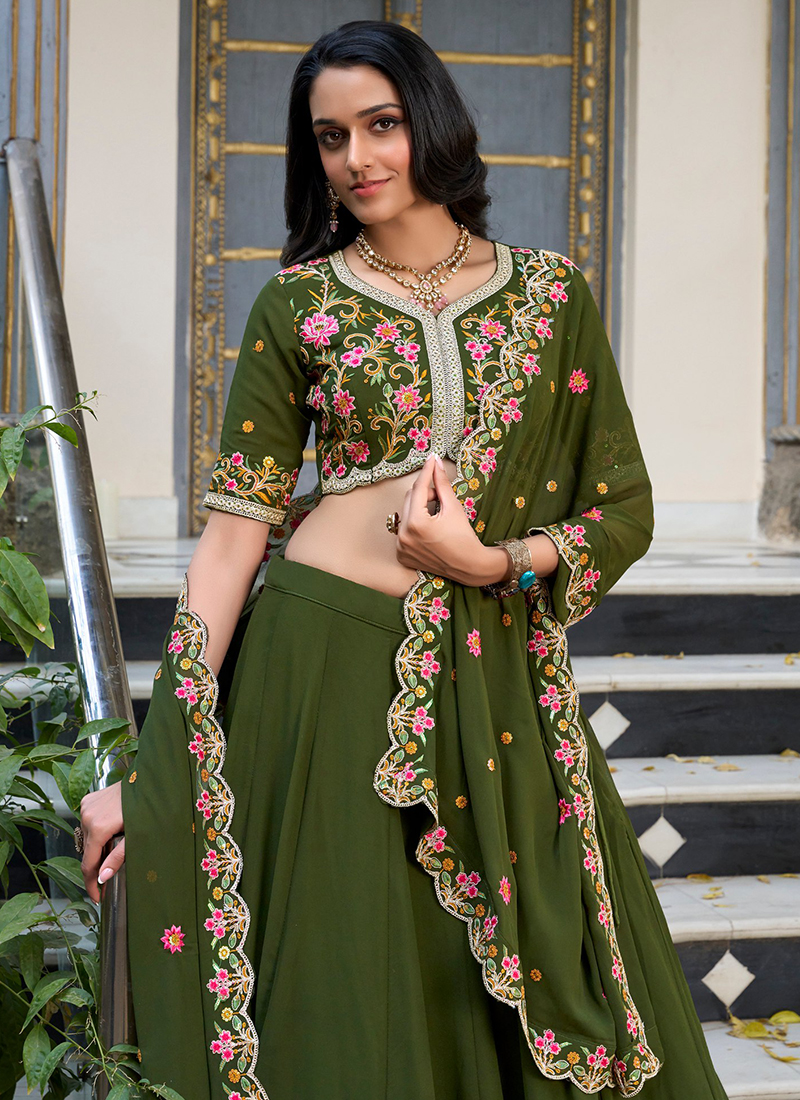 Festival Special Georgette Embroidered Lehenga Choli Set with Dupatta